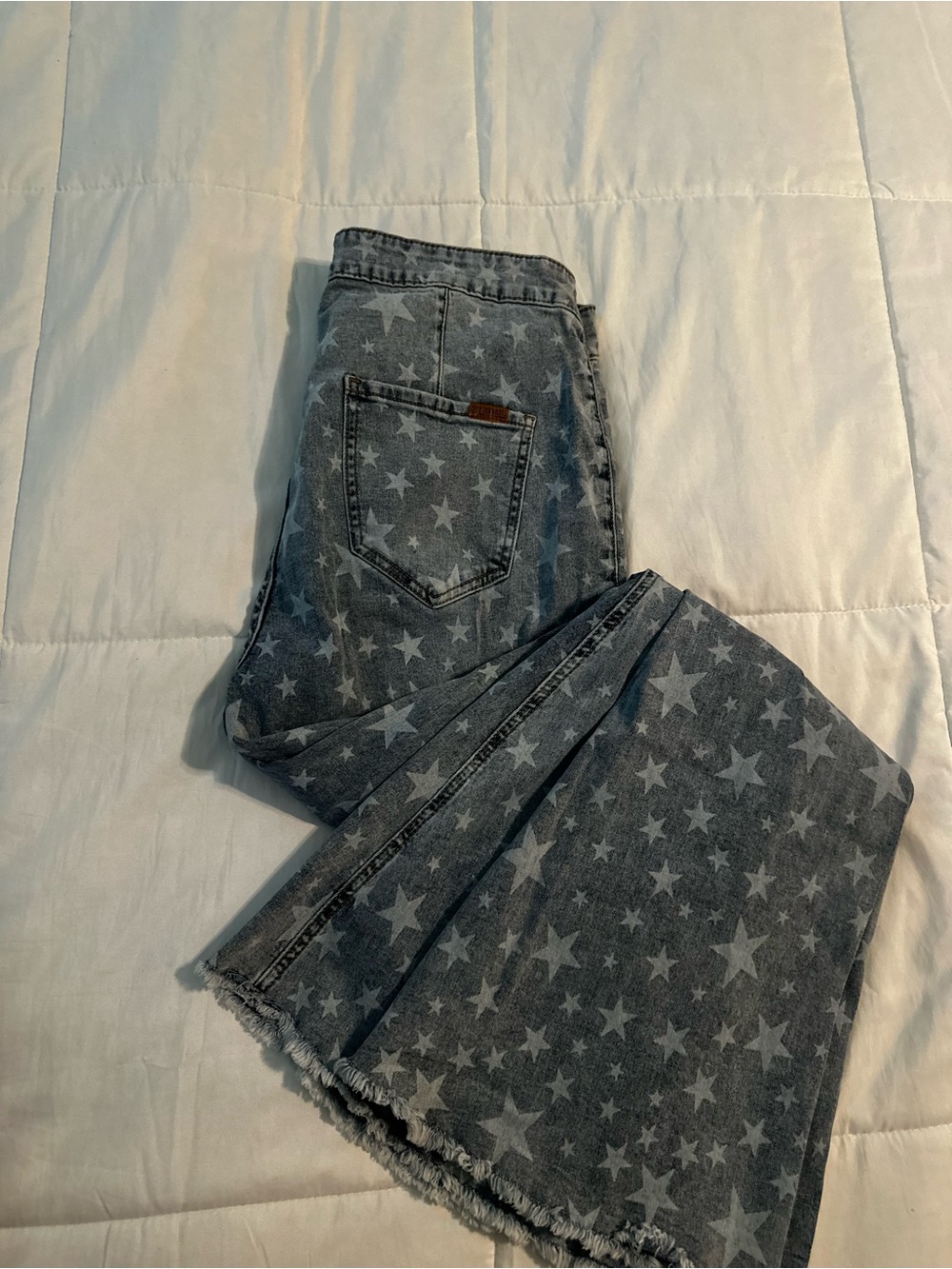 Star-Print Denim Bell Bottoms